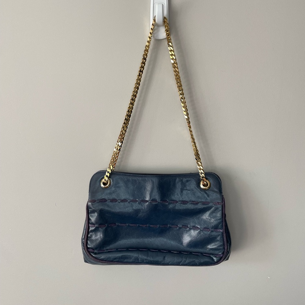 Beltrami vintage leather triple compartment chain small shoulder crossbody bag